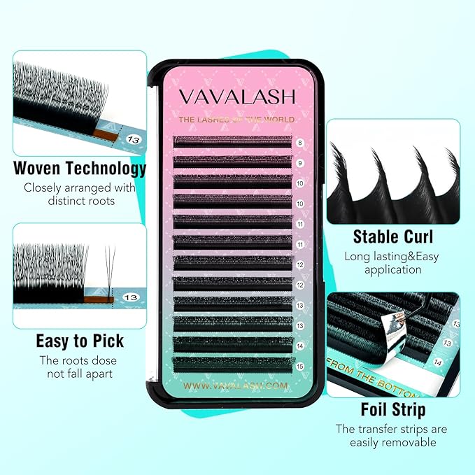VAVALASH Narrow 3D W Lash Extension 0.07 C Curl W-shaped Eyelash Extensions Matte Black Volume Small Spacing 3D Lash fans W Lashes(Narrow-3D-0.07-C-8-15mm)