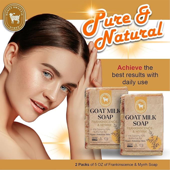 Honey Sweetie Acres 2-Pack Frankincense Goat Milk Soap - Handmade 5 oz Bar, Made with Natural Ingredients, Moisturizing & Gentle, Made in the USA