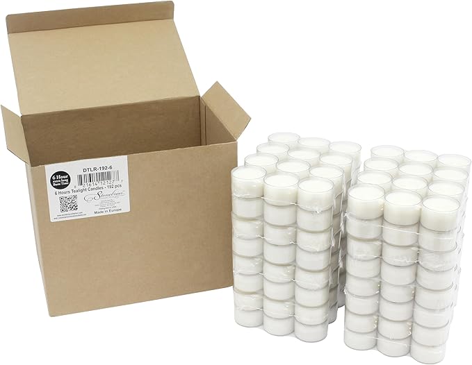 Stonebriar 192 Count White Unscented 6 to 7 Hour Extended Burn Time Clear Cup Tea Light Candles (Pack of 2)