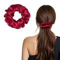 ZLYC 100% Mulberry Silk Scrunchie 19 Momme Gentle Creaseless Hair Tie for Women Dent-Free Ponytail Holder, 3.5cm Solid Burgundy