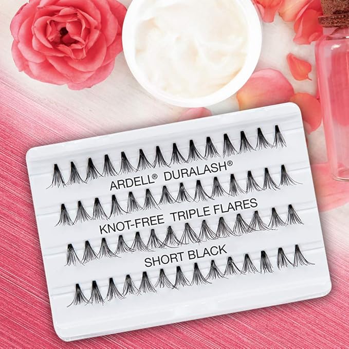 Ardell Triple Individual Lashes False Eyelashes - Knot-Free, Short Black, DIY Lash Clusters, Reusable Eyelash Extensions, 4 Pack