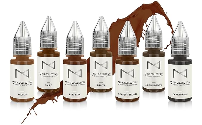 M - 7Ink Seven Colors Liquid Pigment Ink for Eyebrow Tattoo - Permanent Makeup Microblading Supplies Kit - Machine Use - Microshading - No Mixing Professionals Only -10ml (Single, Blonde)