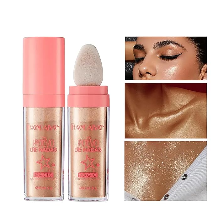 3 Color Highlighter Contour Powder Makeup,Brighten Body,Long-Lasting,Glitter,Shimmer, for Face and Eye Pearlescent Highlight Powder Makeup (02#Pink, 1.7 Ounce (Pack of 1))