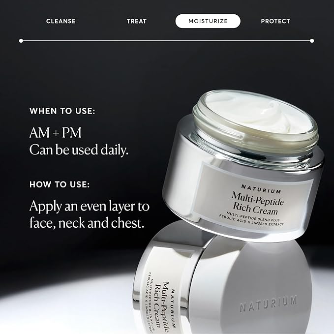 Naturium Multi-Peptide Rich Cream, Hydrating & Nourishing to Help Appearance of Fine Lines & Wrinkles, Vegan & Cruelty-Free, 1.7 oz