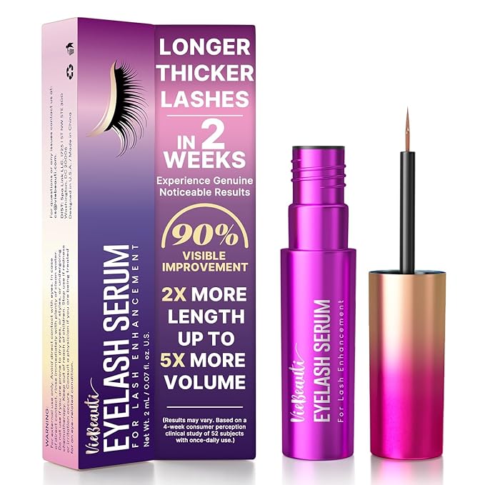 VieBeauti Lash Serum for Eyelash Growth: Eyelash Growth Serum with Advanced Formula to Boost Longer Fuller and Thicker Looking Lashes - Vegan & Cruelty-Free for Sensitive Eyes 2mL