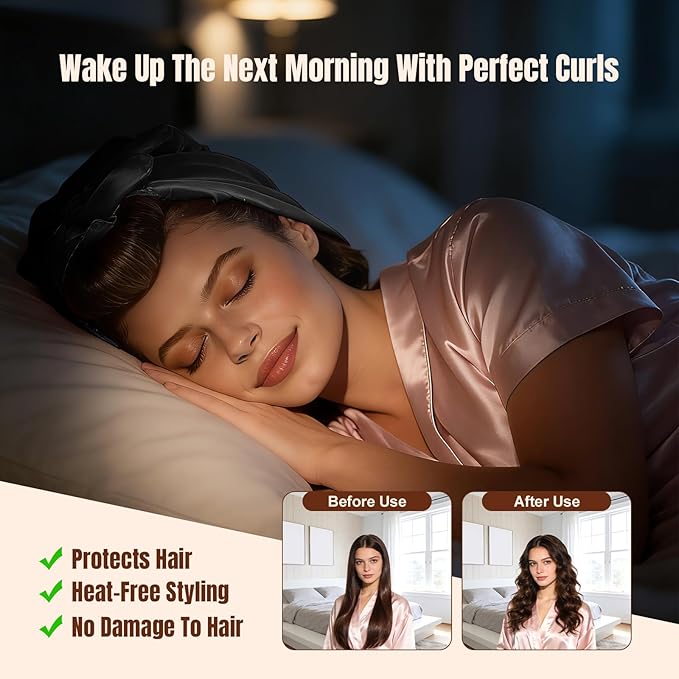 TULOBI 3 Pcs Heatless Curls Overnight - Upgraded Velvet Heatless Curls with Velcro Fastener, Overnight Jumbo Blowout Rods, Hair Curlers to Sleep in for Fine/Thick/Long Hair (Brown)