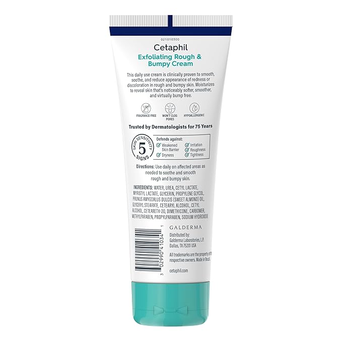 Cetaphil Exfoliating Rough & Bumpy Cream, Lightweight Cream for All Skin Types, 8 oz Tube, 20% Urea, Gently Exfoliates, Refines Skin Texture, Dermatologist Recommended Brand (Pack of 12)