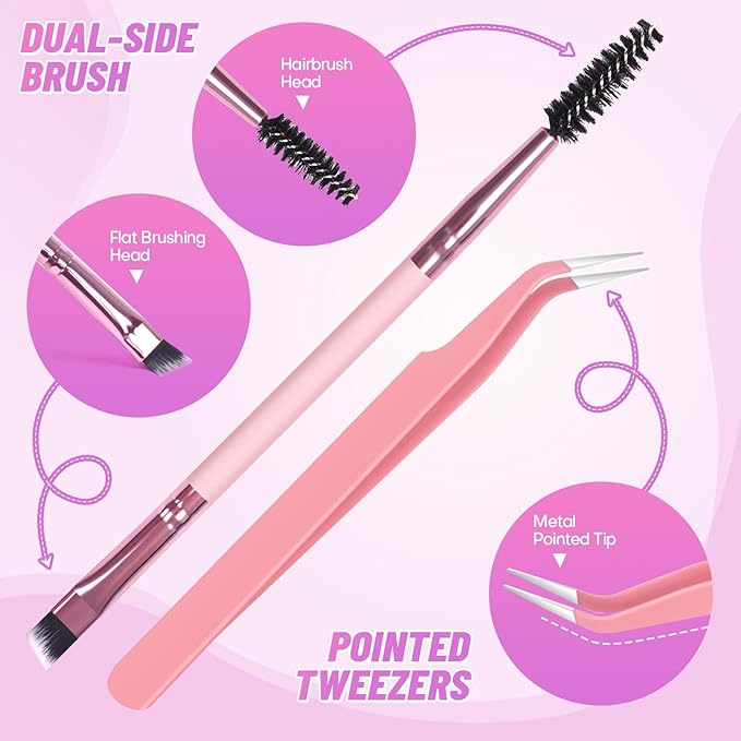 728Pcs Fluffy Lashes Cluster Kit Extensions Eyelash Kit with Bond&Seal 60D+80D+100D Thick Volume Eyelash Clusters Kit D Curl Volume False Eyelashes DIY Individual Wispy Fake Eye Lashes Combo