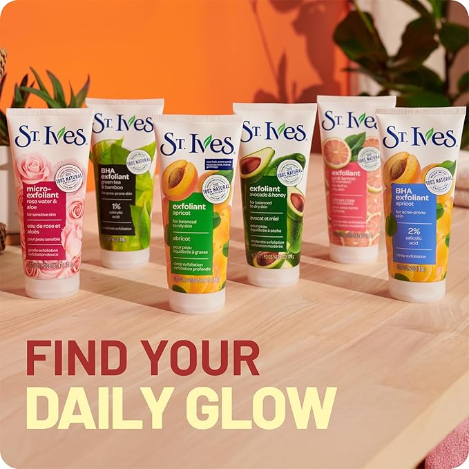 St. Ives Exfoliant Face Scrub – Skin-Brightening Pink Lemon & Mandarin for Glowing Skin, 6 Oz Ea