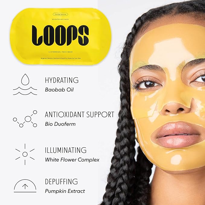 LOOPS Glow Gang Korean Face Mask Set – Weekly Reset for Rejuvenation, Double Take for Energized Skin, Sunrise Service for – Hydrating and Pore Refining – Safe for Sensitive Skin - 3pc