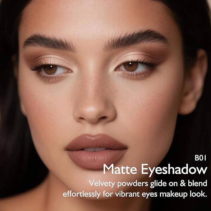 Beige Matte Eyeshadow Palette, Single Off White Eye Shadow for Older Women High Pigment Nude Eyeshadow Compact Pressed Powder Primer Lightweight Crease-proof Blendable Daily Natural Eye Makeup