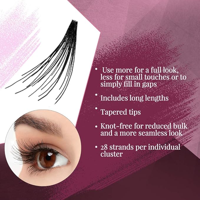 Ardell False Eyelashes Double Up Individuals, Knot-Free Long Black, 4 Pack