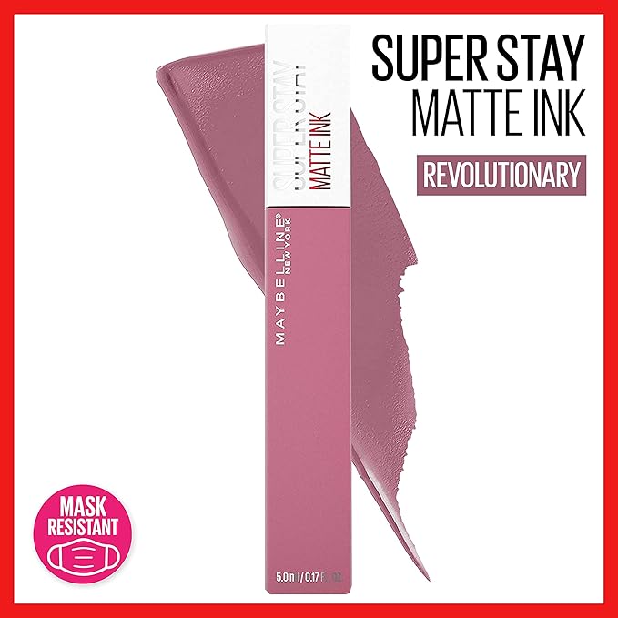 MAYBELLINE Super Stay Matte Ink Liquid Lipstick Makeup Long Lasting High Impact Color Up to 16H Wear Dreamer Warm Pink Neutral and Revolutionary Light Mauve Pink