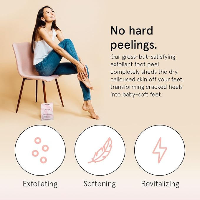 grace & stella Award-Winning Foot Peel Mask - Foot Peeling Mask with Aloe Vera - Moisturizing Foot Mask for Dry Cracked Feet - Foot Exfoliator for Baby Soft Feet (2 Pairs, Unscented)