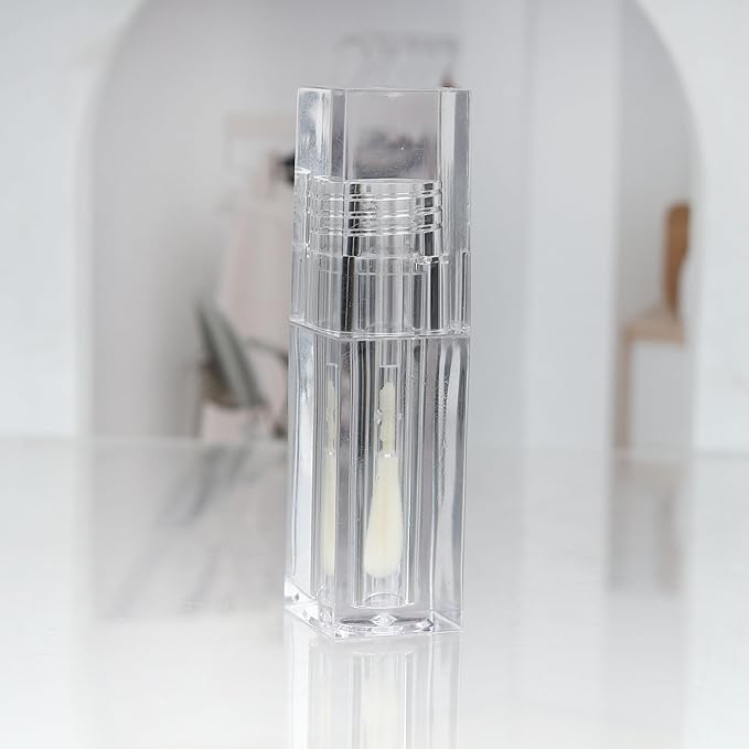 COSIDEA 24pcs PETG 5ml Empty square Transparent lipgloss tubes bulk wholesale with big wand lipgloss containers large doe foot tube for coconut oil bottle
