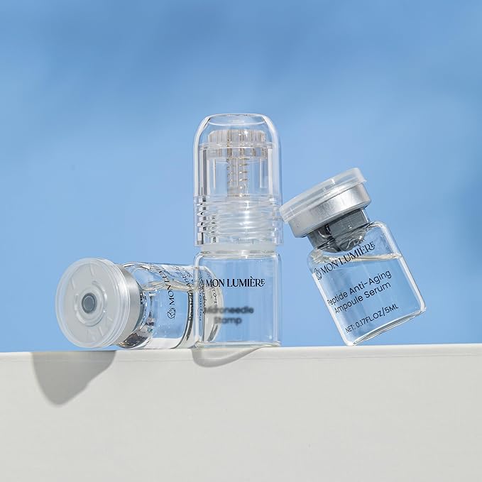 Mon Lumiere Micro Infusion System for Face – Gold Spring-Loaded Facial Stamp with PDRN & Peptides – At-Home Skincare Kit for Glow, Smoother-Looking Skin & Visible Radiance – 6 Single-Dose Serums