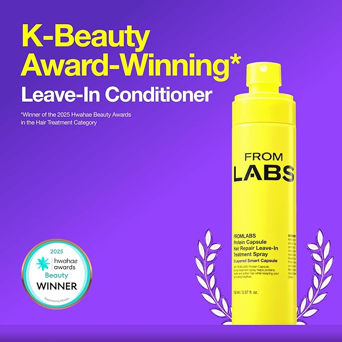 FROMLABS Protein Capsule Leave‑In Treatment Spray, Lightweight Hydrating Mist for Heat Protection (Up to 428°F / 220°C), Frizz Control & Split Ends Repair, Color‑Safe, Fine‑Hair Friendly, 5.07 fl oz