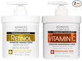 Advanced Clinicals Retinol Body Lotion + Brightening Vitamin C Lotion 2pc Skincare Set For Women & Men | Body Cream & Face Moisturizer Set Helps Improve The Look Of Dark Spots & Uneven Skin Tone, 2PC