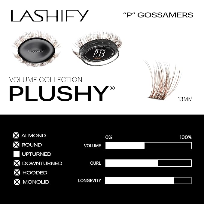 Lashify Plushy 13mm Gossamer Lashes in Chocolate Color, Easy DIY False Lashes for a Voluminous Yet Still Natural Look