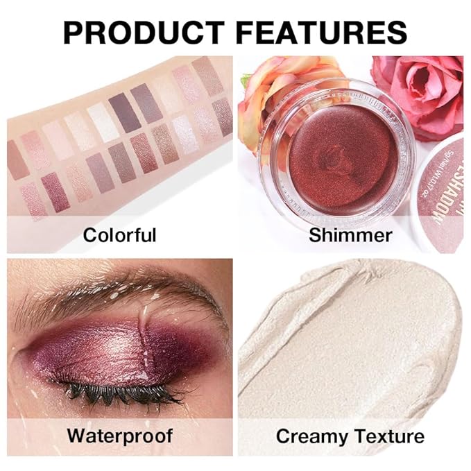 FeiCuiYun Cream Glitter Brulee Shimmer Metallic Eyeshadow Palette Makeup, Natural Single Mini Instant Holographic Eyeshadow For Women, Sombras Crema Para Ojos, Talc, Paraben & Cruelty Free, 705