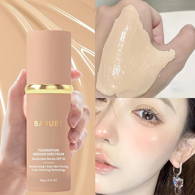 4 in 1 Color Changing Foundation - Medium Spectrum, Evening Skin Tone, Long-Lasting & Waterproof, Hydrating Concealer with Medium to Full Coverage, Lightweight Flawless Finish Makeup 1.4 Fl.Oz.