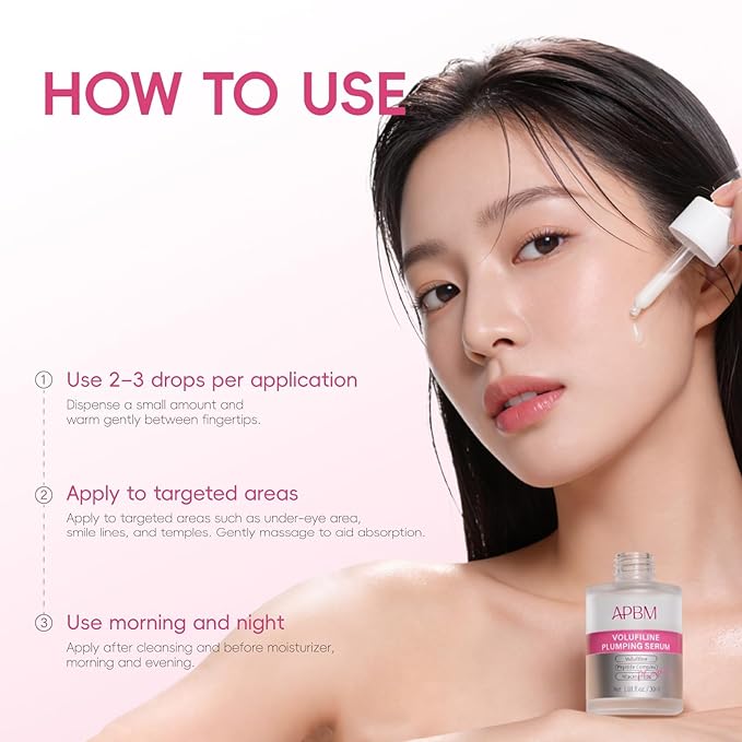 APBM Volufiline Plumping Serum for Face | 5% Volufiline + 3% Niacinamide + 1% Multi-Peptide | Visible Volume for Under-Eye & Smile Lines | For Fuller, Radiant-Looking Skin, Boost Collagen | 1.01 fl oz