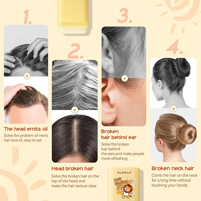 2pcsHair Styling gel for Baby Hair Wax Stick with Built-in Comb Wax Stick for Hair Slick Stick Hair Care for Kids Styling Waxes for Fly Away & Edge Frizz Hair Refreshing Non-Greasy