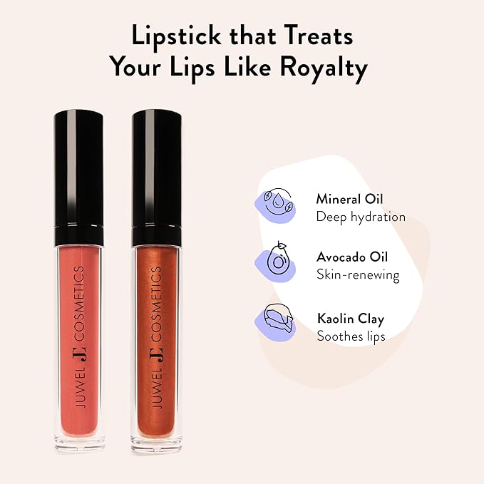 Juwel Cosmetics Luscious Liquid Matte Lipstick, Natural Lipstick with Avocado Oil & Kaolin Clay, Long Lasting Matte Finish, Mineral-Based, Cruelty-Free & Lead-Free Lip Color, Sugar Plum