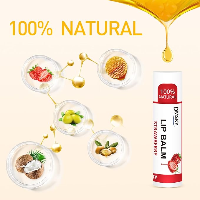 DMSKY Lip Balm 120 Pack, Natural Lip Balm Bulk with Vitamin E and Coconut Oil, Moisturizing Lip Care for Dry Chapped Lips, Party Favors-12 Flavors