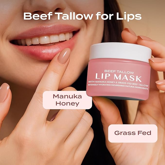 Body Restore Beef Tallow Lip Mask – Fathers Day Gift for Dad from Daughter Son Wife, Overnight Hydrating Lip Treatment, Birthday Gifts for Men, Self Care Spa Gifts, Unscented