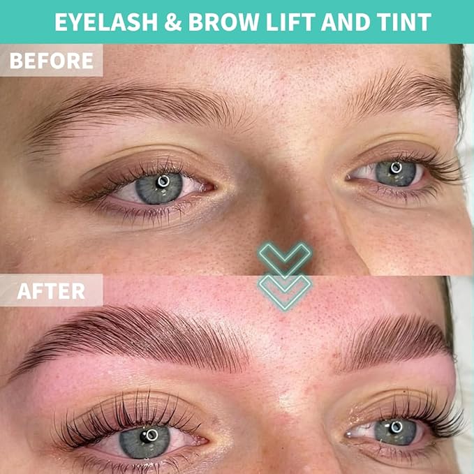 Lash Lift and Brow Lamination Kit Black Color, Professional 4 in1 Lash and Brow Perm Kit, 6-8 Weeks Long-lasting, for DIY or Professiona Use