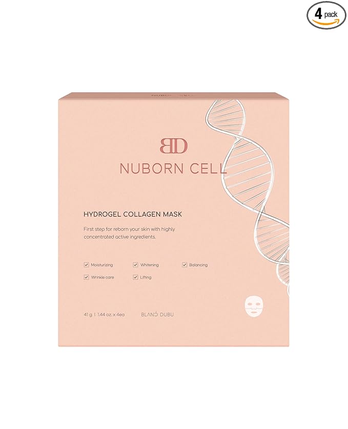 Nuborn Cell Hydrogel Collagen Mask | Hydrating Face Masks with Peptides & Hyaluronic Acid | Collagen Face Mask Overnight for Glass Skin | Face Masks Korean (4-Pack)