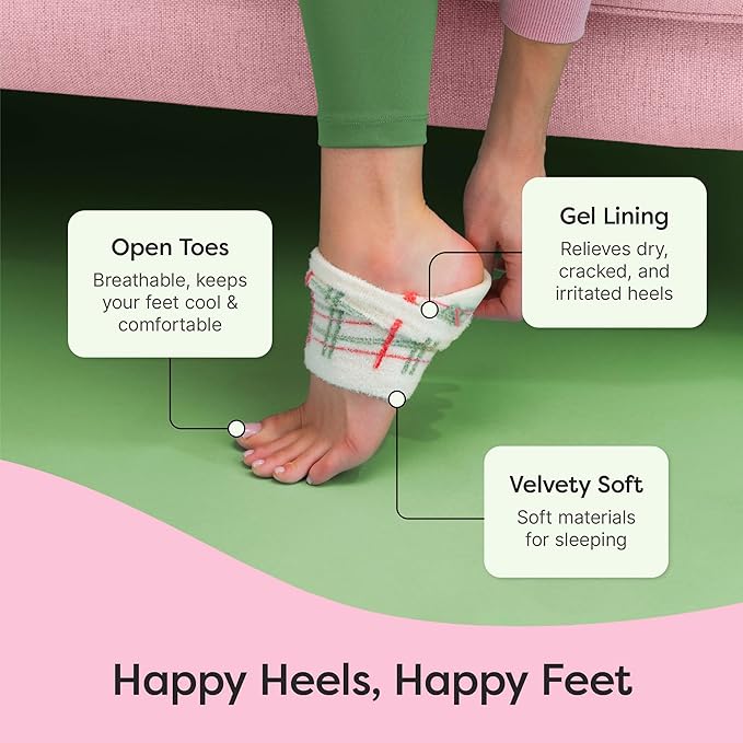 ZenToes Moisturizing Socks for Cracked Heel Treatment, Vitamin E, Olive Oil and Jojoba Oil Infused Heel Socks, Spa Gifts for Women, Mothers Day Gifts (Green Gingham & Multi Plaid, Regular)