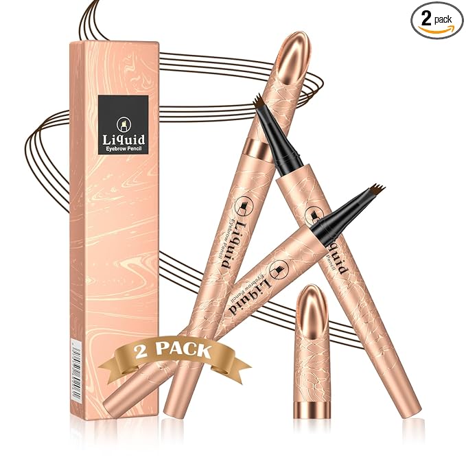 Eyebrow Pen - 4-Fork Tip Lift & Snatch Brow Pencil，Microblading Long-Lasting Waterproof Eye Brow Pen，Natural-Looking Hair-Like Brows，Easy to Use Eyebrow Pencils Makeup for Women (2 PCS Dark Brown)