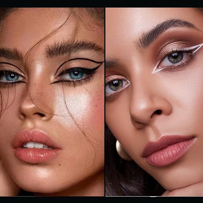2PCS Waterproof Liquid Eyeliner, White and Black Eyeliner Set, Quick Drying Long-lasting Eye Liner for Makeup, Cruelty-Free Eyeliner Liquid Set Smudge Proof Easy To Use