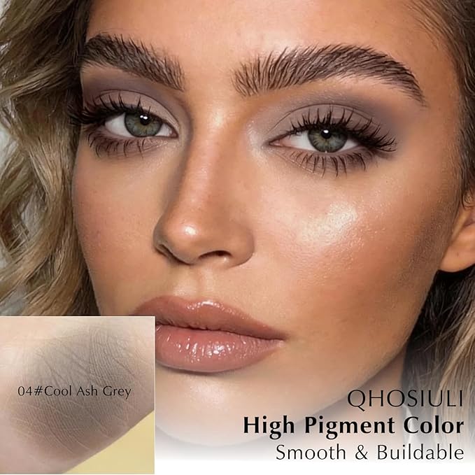 Cool Ash Grey Matte Eyeshadow Palette, Mini Monochrome Eye Shadow for Older Women, Pigmented Smoky Eyeshadow Powder Compact sombras para ojos, Naturing-Looking Smooth Blendable Color