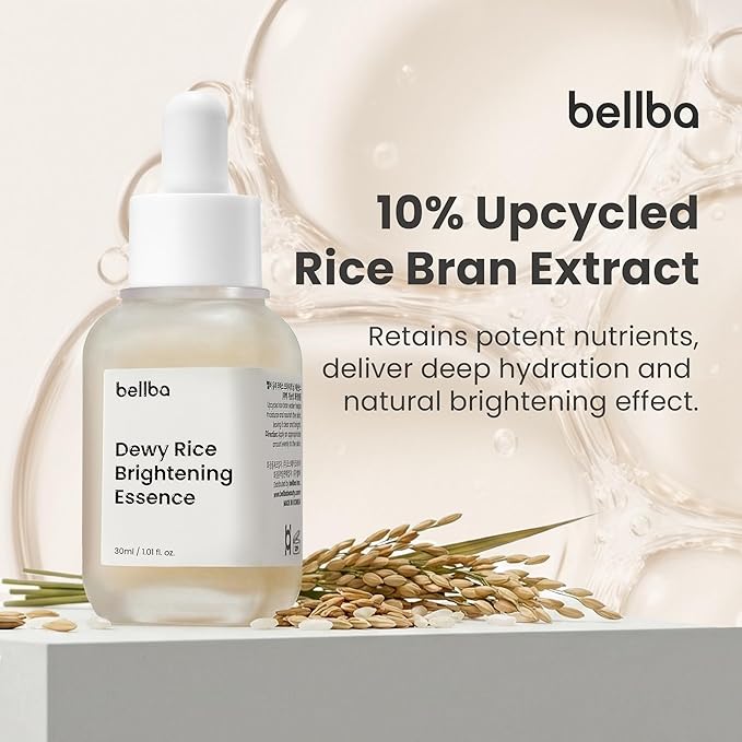 Dewy Rice Glow Serum Korean Serum for Face - K-beauty Skincare Rice Brightening Essence - Get Even Tone and Glass Skin - Hydrating, Lightweight, Non-Comedogenic (1 fl.oz)