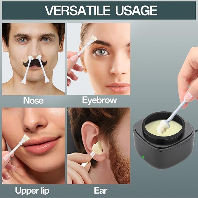 UNOISETION 60 Pcs Nose Wax Sticks, Painless Hair Wax Applicator with Disposable Spatulas for Nostril Cleaning, Ear & Face Hair Removal for Men Women