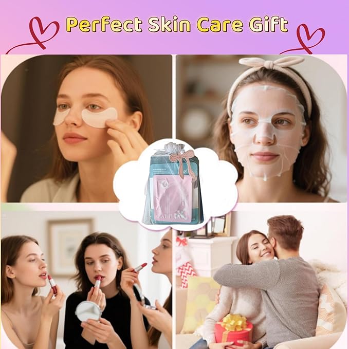 16 PCS Spa Party Supplies for Girls，Spa Party Favors Include Facial Masks, Lip Mask & Under Eye Patches, Hand Masks, Foot Masks &Cervical Masks for Girls, Sleepover Party gifts