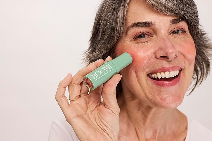 Boomstick Gloden Peach® - Warm, Coral-Peach Blush Stick and Lipstick - Multistick, Vegan, Makeup for Older Women and Mature Skin Boom Stick By Cindy Joseph