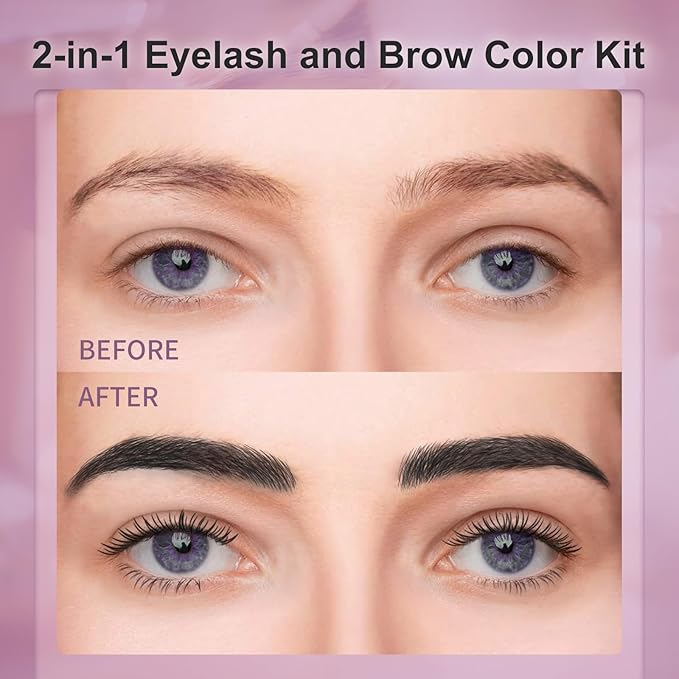 Eyelash & Eyebrow Color Kit, Black Lash & Brow Color Kit, Eyebrow Coloring Set with Natural Bushy Results, Easy Use & Salon at Home, 7ml, Black