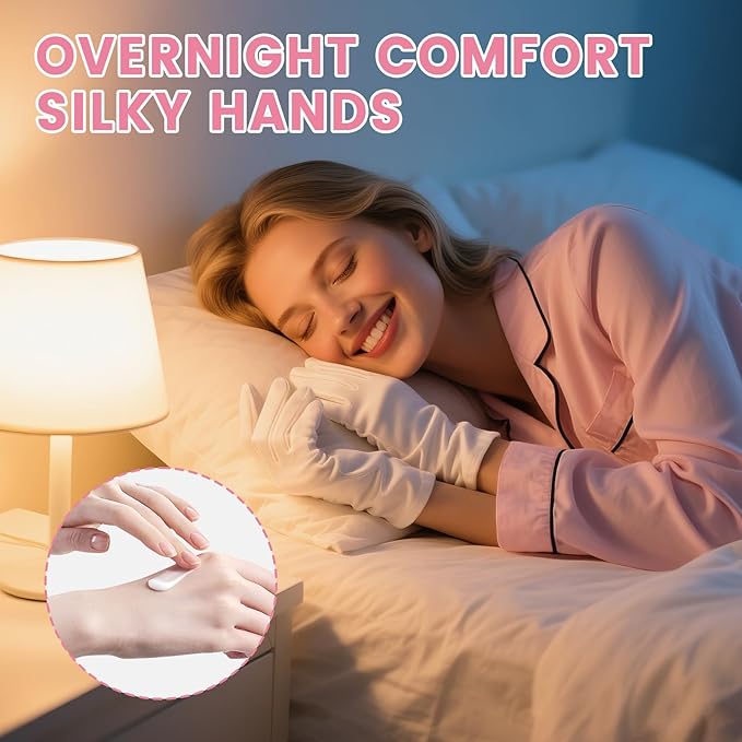 20 Pcs White Cotton Gloves for Dry Hands, Soft Overnight Moisturizing Gloves for Eczema & Dry Skin, Stretchable Lotion Spa Gloves for Men Women, Cotton Gloves for Coin Jewelry Silver Handling