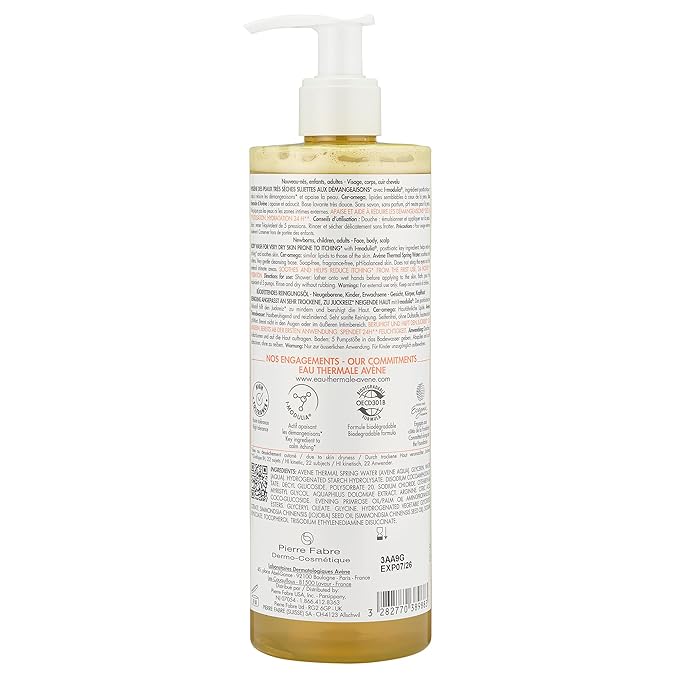 Avène XeraCalm A.D Lipid-Replenishing Cleansing Oil, Atopic Dermatitis, Eczema-Prone, Fragrance-Free, Pump, 13.5 oz.
