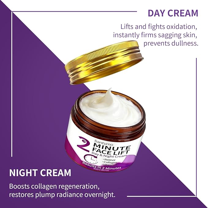 Instant Face Lift Firming Cream, Retinol Collagen & Hyaluronic Acid, Anti-Aging Moisturizer, Anti Wrinkles for Neck, Under Eye & Smile Lines, Day & Night, 2.82 Oz