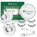 KEYYOU Daily Wear Reusable Magnetic Eyelashes 2 Pair with Applicator No Glue Needed 3D Natural Magnetic Lashes, Easy to Apply & Long Lasting for Daily Use & Events(A01+A02)