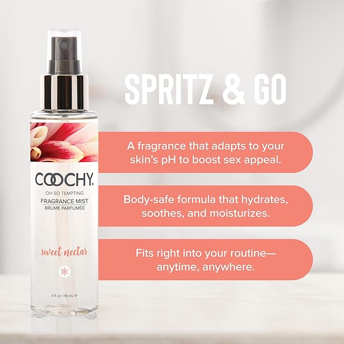 Coochy Fragrance Mist - Hair and Body Mist Spray for Women - Infused with Pear, Wild Berries & Apple Blossoms - Sweet Nectar - 4 fl oz