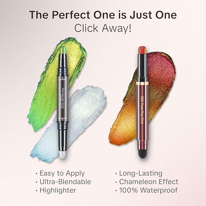 CHARMACY New Duochrome Long Stay Eyeshadow Stick, Creamy Eye Shadow Stick, Multicolor-Shifting Glitter Eyeshadow, Waterproof & Smudge-Proof, High Pigmented, Built-in Smudger #04