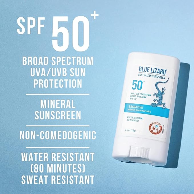 Blue Lizard Spf#50+ Sensitive Stick Australian Sunscreen 0.5 Ounce (Pack of 2)