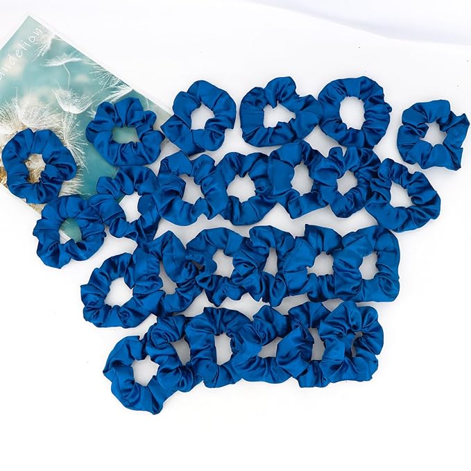 Silk Satin Scrunchies for Women Girls 24 PCS Hair Scrunchies Silk Satin Hair Ties for Thick Hair Bulk Hair Ties Hair Accessories