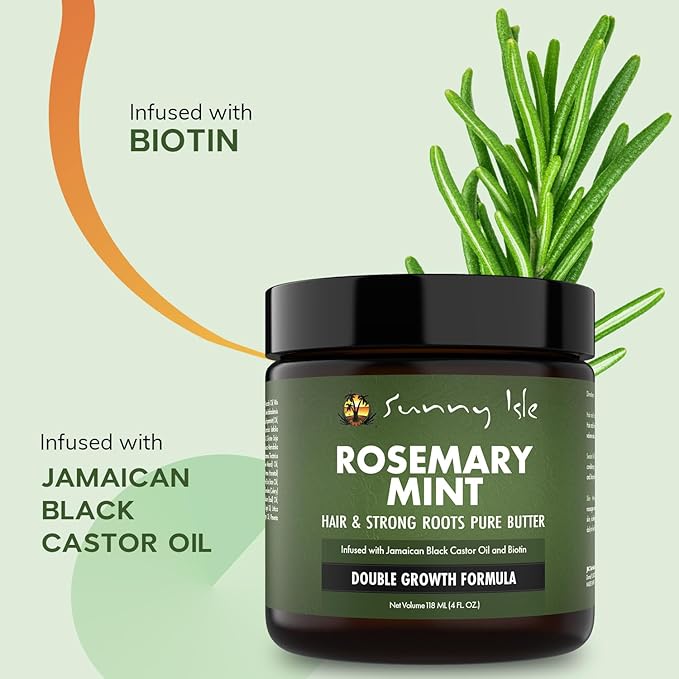 Sunny Isle Rosemary Mint Hair & Strong Roots Butter 4 oz - Biotin, Jamaican Black Castor Oil